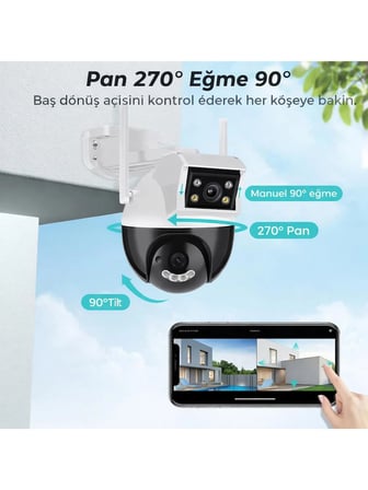 4mp Çift Lens Wifi Güvenlik Kamerası Otomatik Takip Gece Görüş IP66 Dış Mekan