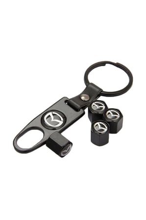 Mazda 323 1997-2003 Metal Anahtarlık Ve 4 Adet Metal Sibop Kapağı Seti