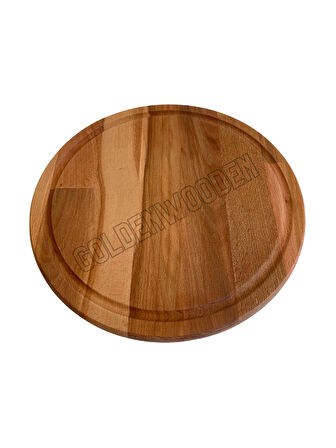 Yuvarlak Doğal Ahşap Sunum Tabağı Ahşap SUNUMLUK(KAYIN/GÜRGEN)(ÇAP:30cm)