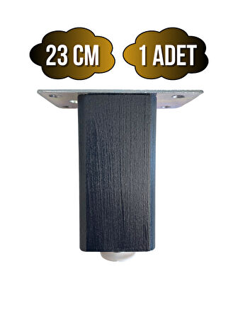 Kale Ayarlı Ahşap Ayak Mobilya Masa ve Dolap Ayağı(ANTRASİT)(KAYIN/GÜRGEN AĞACI)(23CM)(1 ADET)