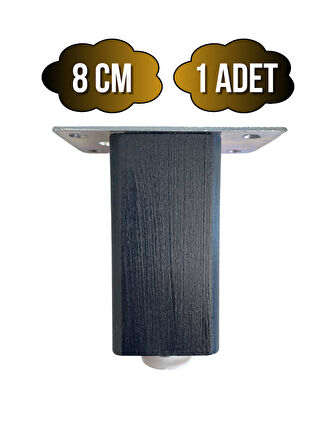 Kale Ayarlı Ahşap Ayak Mobilya Masa ve Dolap Ayağı(ANTRASİT)(KAYIN/GÜRGEN AĞACI)(8CM)(1 ADET)
