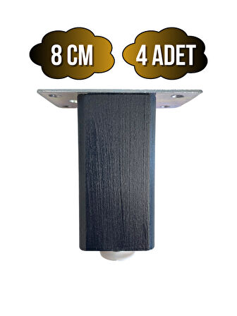 Kale Ayarlı Ahşap Ayak Mobilya Masa ve Dolap Ayağı(ANTRASİT)(KAYIN/GÜRGEN AĞACI)(8CM)(4 ADET)