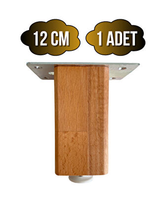 Kale Ayarlı Ahşap Ayak Mobilya Masa ve Dolap Ayağı(KAYIN)(KAYIN/GÜRGEN AĞACI)(12CM)(1 ADET)