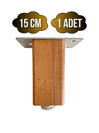 Kale Ayarlı Ahşap Ayak Mobilya Masa ve Dolap Ayağı(KAYIN)(KAYIN/GÜRGEN AĞACI)(15CM)(1 ADET)
