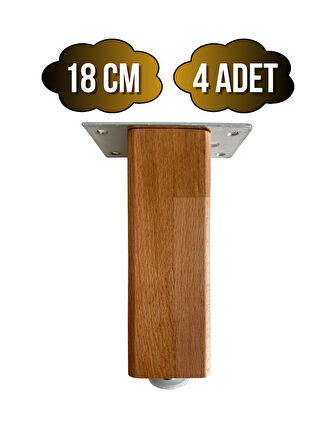 Kale Ayarlı Ahşap Ayak Mobilya Masa ve Dolap Ayağı(KAYIN)(KAYIN/GÜRGEN AĞACI)(18CM)(4 ADET)