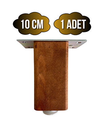 Kale Ayarlı Ahşap Ayak Mobilya Masa ve Dolap Ayağı(CEVİZ)(KAYIN/GÜRGEN AĞACI)(10CM)(1 ADET)