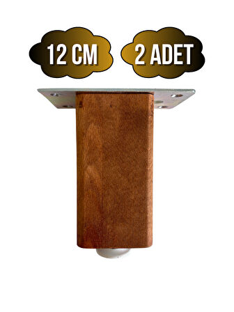 Kale Ayarlı Ahşap Ayak Mobilya Masa ve Dolap Ayağı(CEVİZ)(KAYIN/GÜRGEN AĞACI)(12CM)(2 ADET)