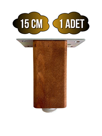 Kale Ayarlı Ahşap Ayak Mobilya Masa ve Dolap Ayağı(CEVİZ)(KAYIN/GÜRGEN AĞACI)(15CM)(1 ADET)