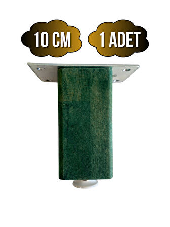 Kale Ayarlı Ahşap Ayak Mobilya Masa ve Dolap Ayağı(YEŞİL)(KAYIN/GÜRGEN AĞACI)(10CM)(1 ADET)