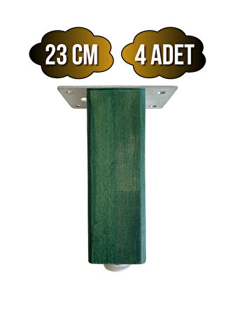 Kale Ayarlı Ahşap Ayak Mobilya Masa ve Dolap Ayağı(YEŞİL)(KAYIN/GÜRGEN AĞACI)(23CM)(4 ADET)
