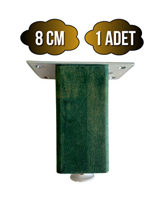 Kale Ayarlı Ahşap Ayak Mobilya Masa ve Dolap Ayağı(YEŞİL)(KAYIN/GÜRGEN AĞACI)(8CM)(1 ADET)
