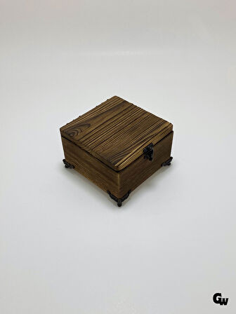 Doğal Ahşap Yakma Takı Kutusu Ahşap Saklama Kutusu(BEYAZ ÇAM)(BOY:12CM EN:12CM Yük:8CM)