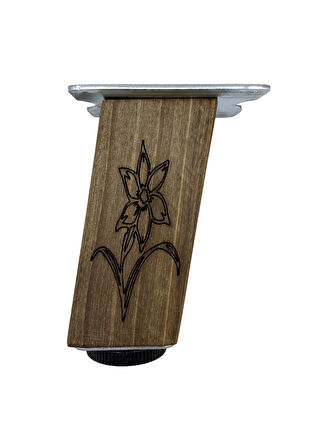 Kale Eğimli Ayarlı Desenli Ahşap Ayak Mobilya Masa Dolap Ayağı(18CM)(1 ADET)(KOYU CEVİZ)(CEVİZ A.)