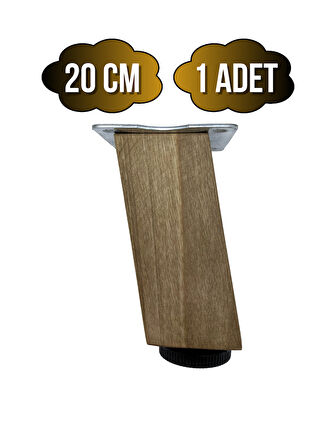 Kale Eğimli Ayarlı Ahşap Ayak Mobilya Masa ve Dolap Ayağı(20CM)(1 ADET)(KOYU CEVİZ)(CEVİZ AĞACI)