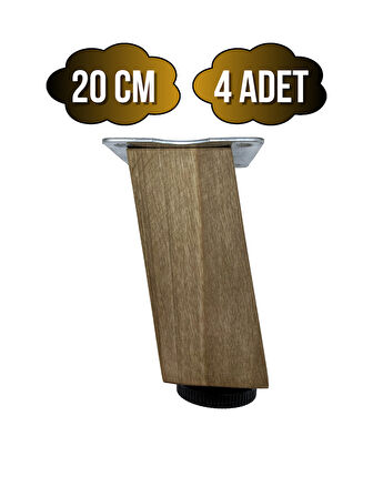 Kale Eğimli Ayarlı Ahşap Ayak Mobilya Masa ve Dolap Ayağı(20CM)(4 ADET)(KOYU CEVİZ)(CEVİZ AĞACI)