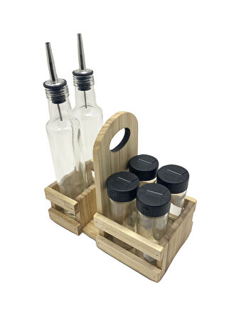 Ahşap Doğal Baharatlık Yağdanlık ve Peçetelik Takımı(UZUN BAŞLIK)(SET)(KAVAK-IHLAMUR)(1 SET)