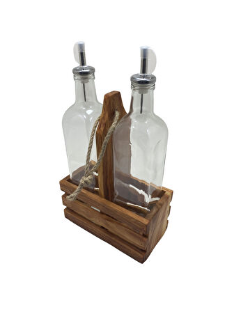 Ahşap Doğal 2Li Set Yağdanlık ve Sosluk Takımı(SET)(KİRAZ)(1 SET)