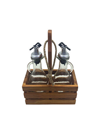 Ahşap Doğal 2Li Tombul Set Yağdanlık ve Sosluk Takımı(SET)(KİRAZ)(1 SET)