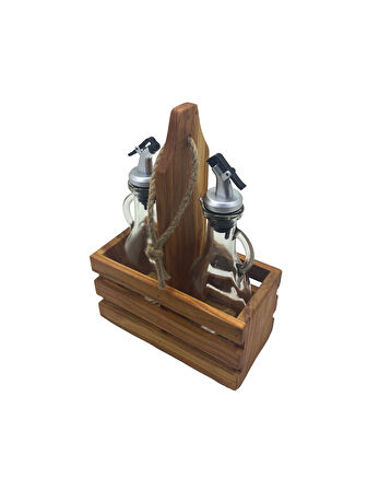 Ahşap Doğal 2Li Tombul Set Yağdanlık ve Sosluk Takımı(SET)(KİRAZ)(1 SET)