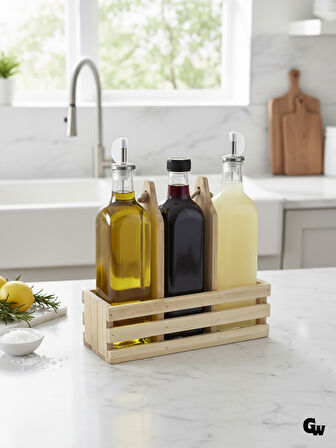 Ahşap Doğal 3Lü Set Yağdanlık ve Sosluk Takımı(SET)(IHLAMUR - KAVAK)(1 SET)