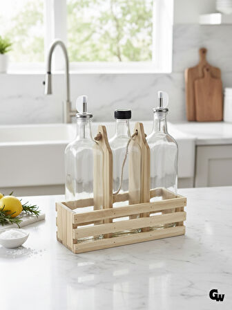 Ahşap Doğal 3Lü Set Yağdanlık ve Sosluk Takımı(SET)(IHLAMUR - KAVAK)(1 SET)