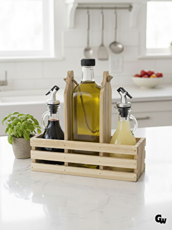 Ahşap Doğal 3Lü 2+1 Set Yağdanlık ve Sosluk Takımı(SET)(IHLAMUR - KAVAK)(1 SET)