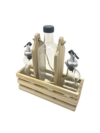 Ahşap Doğal 3Lü 2+1 Set Yağdanlık ve Sosluk Takımı(SET)(IHLAMUR - KAVAK)(1 SET)