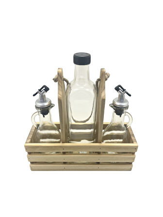 Ahşap Doğal 3Lü 2+1 Set Yağdanlık ve Sosluk Takımı(SET)(IHLAMUR - KAVAK)(1 SET)