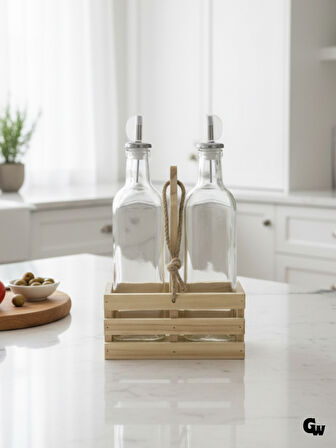 Ahşap Doğal 2Li Set Yağdanlık ve Sosluk Takımı(SET)(IHLAMUR - KAVAK)(1 SET)