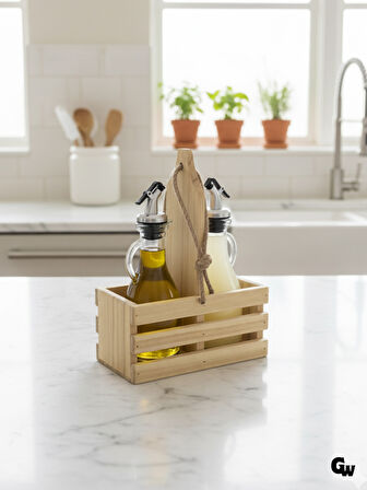 Ahşap Doğal 2Li Tombul Set Yağdanlık ve Sosluk Takımı(SET)(IHLAMUR - KAVAK)(1 SET)