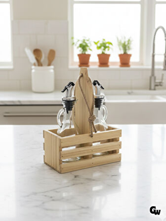 Ahşap Doğal 2Li Tombul Set Yağdanlık ve Sosluk Takımı(SET)(IHLAMUR - KAVAK)(1 SET)