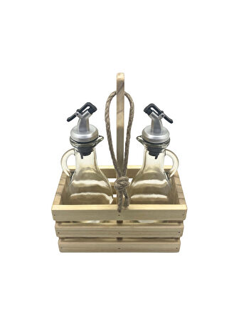 Ahşap Doğal 2Li Tombul Set Yağdanlık ve Sosluk Takımı(SET)(IHLAMUR - KAVAK)(1 SET)