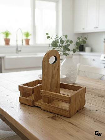 Ahşap Doğal Baharatlık Yağdanlık ve Peçetelik Altı(KİRAZ)(1 ADET)