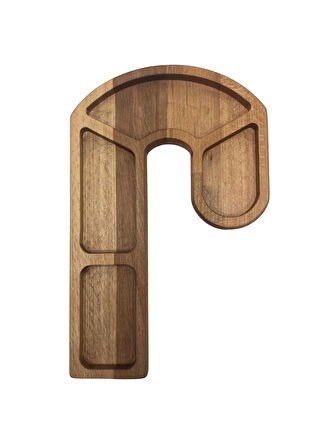 Yılbaşı Sunum Tabağı Noel Baston Şeker Doğal Ahşap Çerez Tabağı(KAYIN / GÜRGEN)(1 ADET)