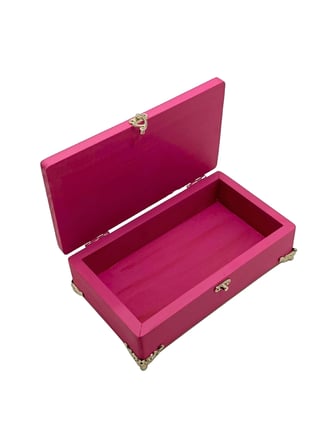 Doğal Ahşap Takı Kutusu Ahşap Saklama Kutusu(BEYAZ ÇAM)(PEMBE)(BOY:20CM EN:12CM YÜK:6CM)