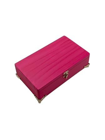 Doğal Ahşap Takı Kutusu Ahşap Saklama Kutusu(BEYAZ ÇAM)(PEMBE)(BOY:20CM EN:12CM YÜK:6CM)