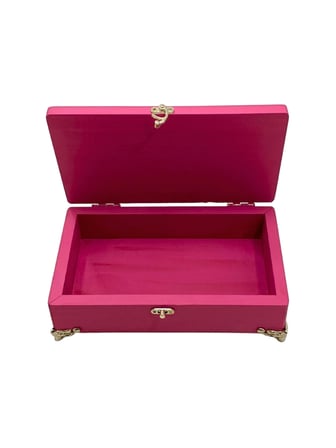 Doğal Ahşap Takı Kutusu Ahşap Saklama Kutusu(BEYAZ ÇAM)(PEMBE)(BOY:20CM EN:12CM YÜK:6CM)