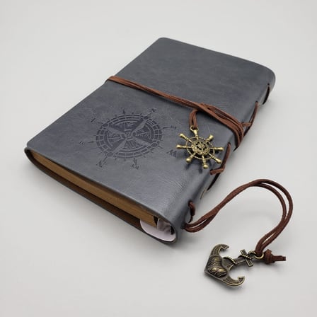 Özel Seri Günlük Gelin Defteri Kadın Arkadaşa Hediye Pusula Motifli Çizgisiz Deri Defter