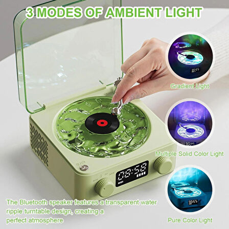 Ozmik Nostaljik Plak Çalar Rgb Bluetooth 3d Ses Dalgası Retro Müzik Plak Çalar