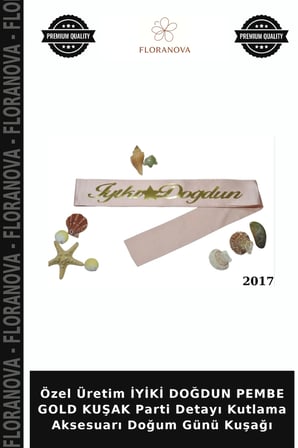 Özel Üretim İYİKİ DOĞDUN PEMBE GOLD KUŞAK Parti Detayı Kutlama Aksesuarı Doğum Günü Kuşağı