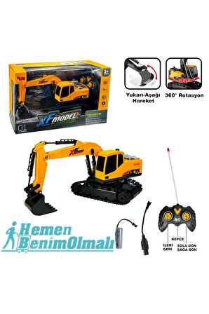 Metal Başlıklı Uzaktan Kumandalı Full Fonksiyon Şarjlı 360° Dönen Kepçe Ekskavatör Led Işıklı