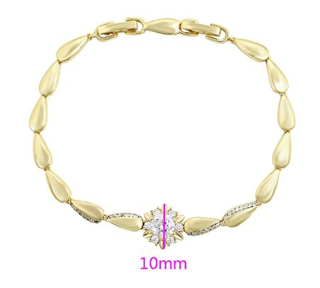 GiftWorld Zirkon Taşlı Damla Zincir Model Bileklik / 14K Gold Renk Vip Seri