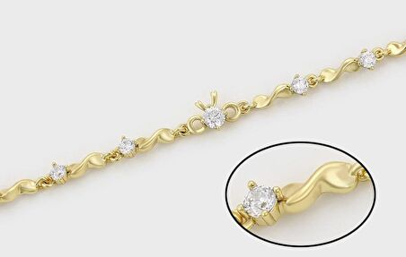 GiftWorld Zirkon Taşlı Burgu Model Bileklik / 14K Gold Renk Vip Seri