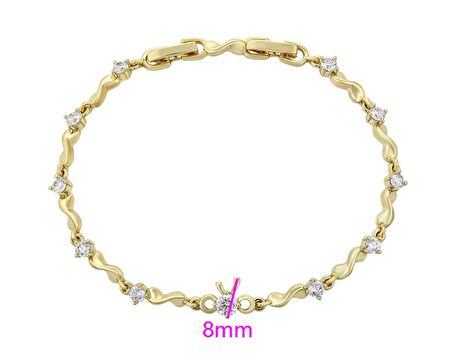 GiftWorld Zirkon Taşlı Burgu Model Bileklik / 14K Gold Renk Vip Seri