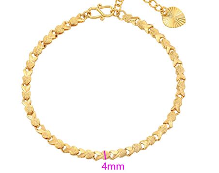 GiftWorld Zirkon Kalpli Yol Bileklik / 24K Gold Renk Vip Seri