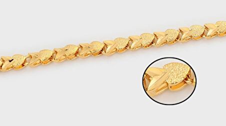 GiftWorld Zirkon Kalpli Yol Bileklik / 24K Gold Renk Vip Seri