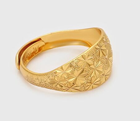 GiftWorld İşlemeli Yüzük / 24K Gold Renk Vip Seri