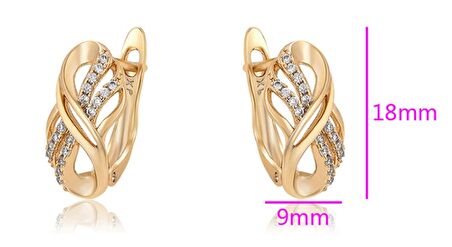 GiftWorld Taşlı Sonsuzluk Model Küpe / 18K Gold Renk Vip Seri