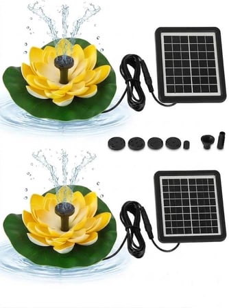 Güneş Enerjili Lotus Çiçekli Solar Fıskiye - Dekoratif Bahçe Süs Havuzu - Havuz Süsü