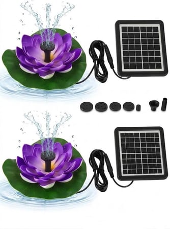 Güneş Enerjili Lotus Çiçekli Solar Fıskiye - Dekoratif Bahçe Süs Havuzu - Havuz Süsü